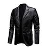 Men's leather jacket autumn and winter new lapel versatile PU small suit leather jacket large size leather jacket