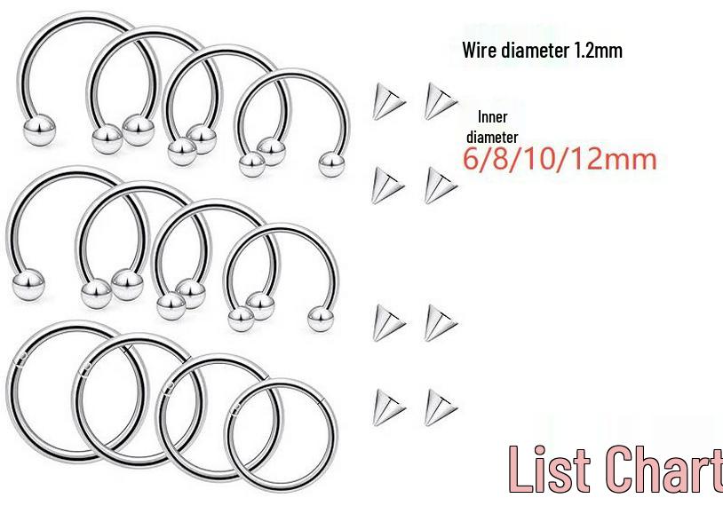Versatile Piercing Jewelry Set: Nose Rings, Lip Studs, Tongue Rings