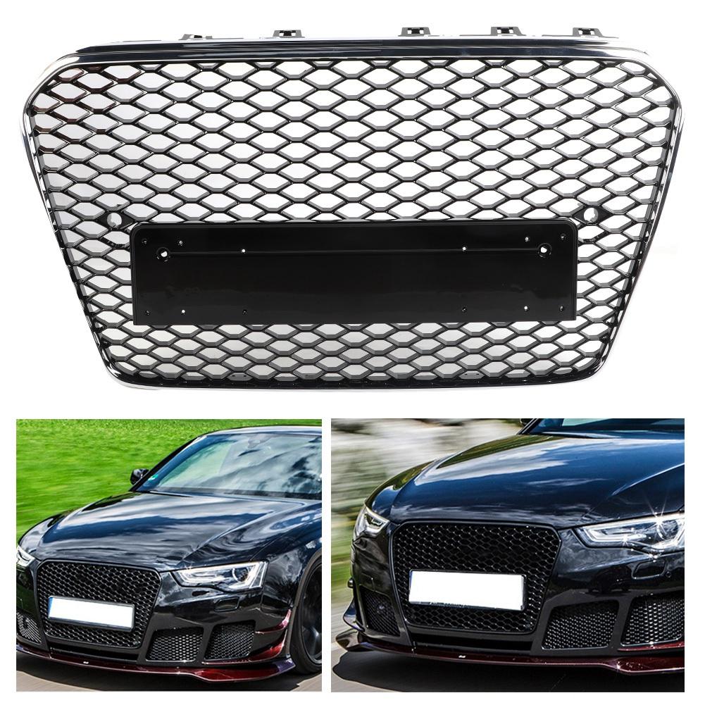 Black Front Bumper Grille Refit for RS Style Fits for A5 S5 B8.5 12 16 Car Modification