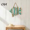 Handcrafted Sea Glass Art Fish Handmade Wall Decor, Rustic Coastal Hanging Ornament with Entryway Decor Jute Rope, Bohemian Beach Style for