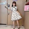 Girls Dress Summer Vintage Qipao Dress Ink Painted Children's Princess Dress Summer Flower Girl Dresses