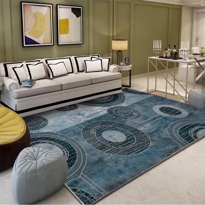 Nordisk Geometriskt Mönster Matta Vardagsrum Soffa Soffbord Matta Sovrum Sängkant Hem Golvmatta