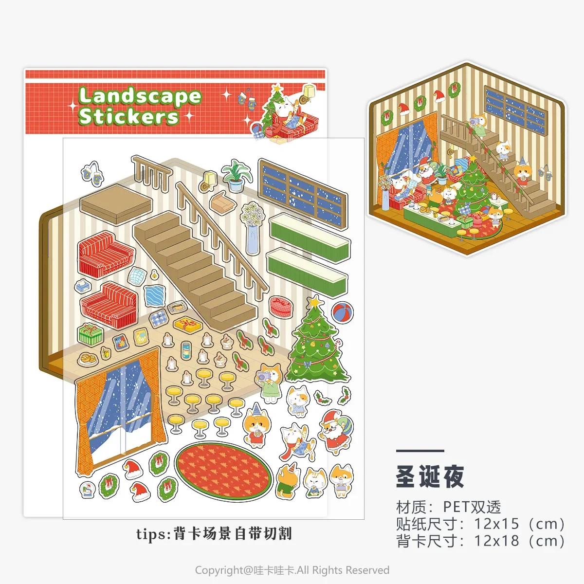Make Landscape Sticker Sweet DIY Decor 3D Stacking Sticker Micro Scrapbook Scene Sticker for Kids Cute Creative