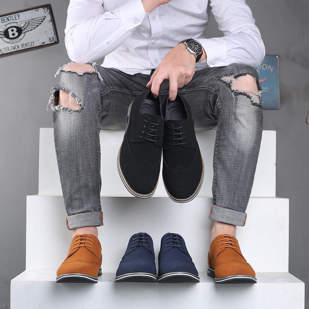 Herren Klassische Retro Brogue Schuhe Schnürschuhe Wildleder Herren Freizeit Business Schuhe Herren Leichte Bequeme Fahr-Flats