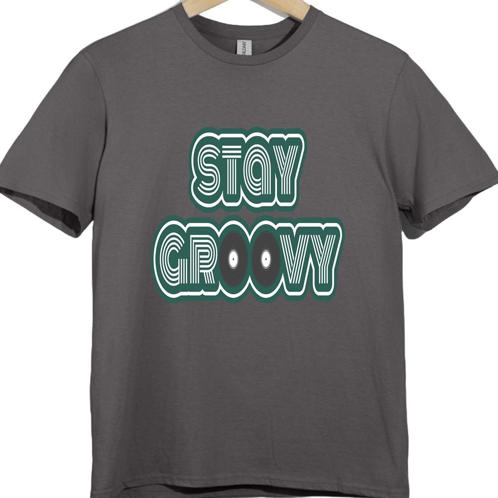 Retro T-Shirt Bleib Groovy Schallplatten Grafik T-Shirt 70er Jahre Musik Disco Shirt