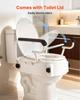 Raised Toilet Seat with Arms, 136.1 kg Load Capacity, 3-Level Adjustable Height, Widened Commode Elevated Toilet Seat Riser with Padded Handles for