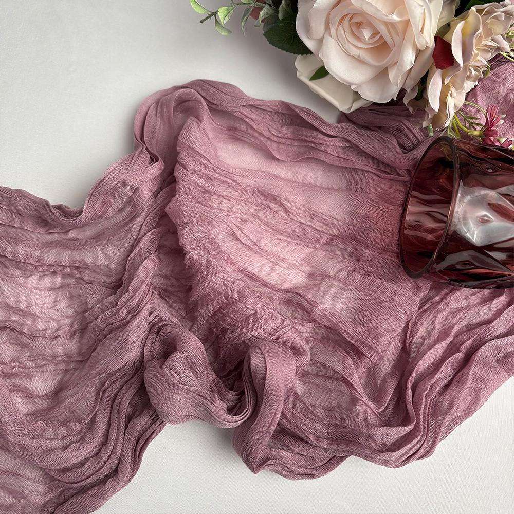 Wrinkle Gauze Table Runner Cheesecloth Semi-Sheer Table Setting Dining Wedding Party Christmas House Banquets Arches Decor