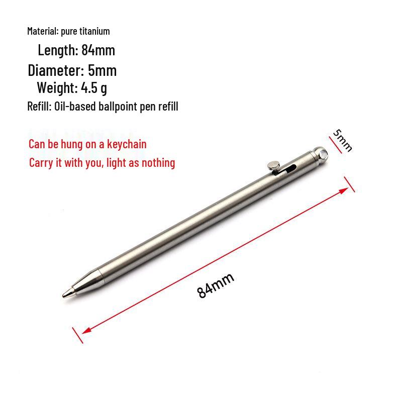 Creative Titanium Mini Bolt-Action Keychain Pen - Portable Travel Ballpoint Signature Pen