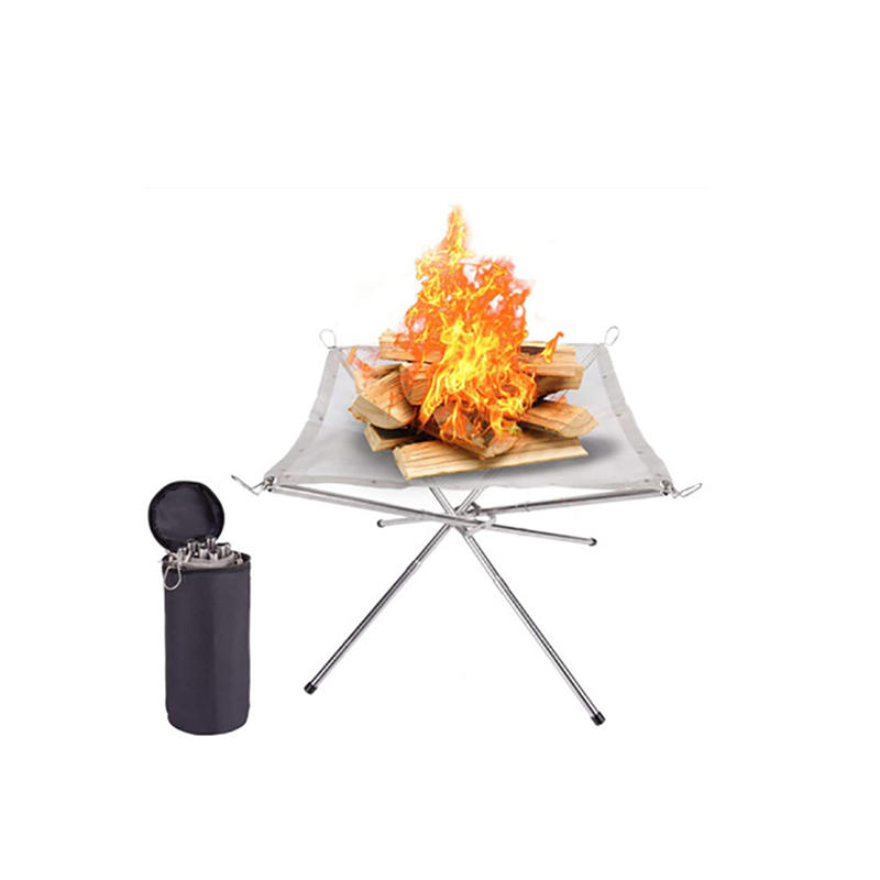 Portable Fire Pit For Camping Collapsing Disassemble Stainless Steel Mesh Outdoor Campfire Fire Rack For BBQ Picnic Heating