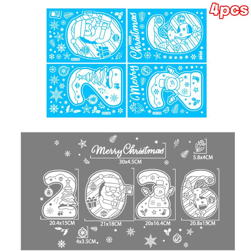 

Merry Christmas Stickers, New Year White Snowflake Static Cling Stickers, Santa Claus, Reindeer, Snowman Window Stickers A1