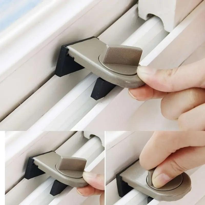 2 pièces Verrou de sécurité robuste en alliage d'aluminium, Convient pour les portes et fenêtres coulissantes, Fonction antivol renforcée, Sécurité anti-pincement