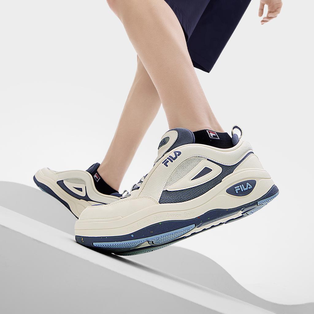 Fila Mix 2 Fabric Synthetic Leather Comfortable Versatile Quick-Drying Durable Low-Top Skate Shoes Men Sneaker White Blue F12M432202FGF