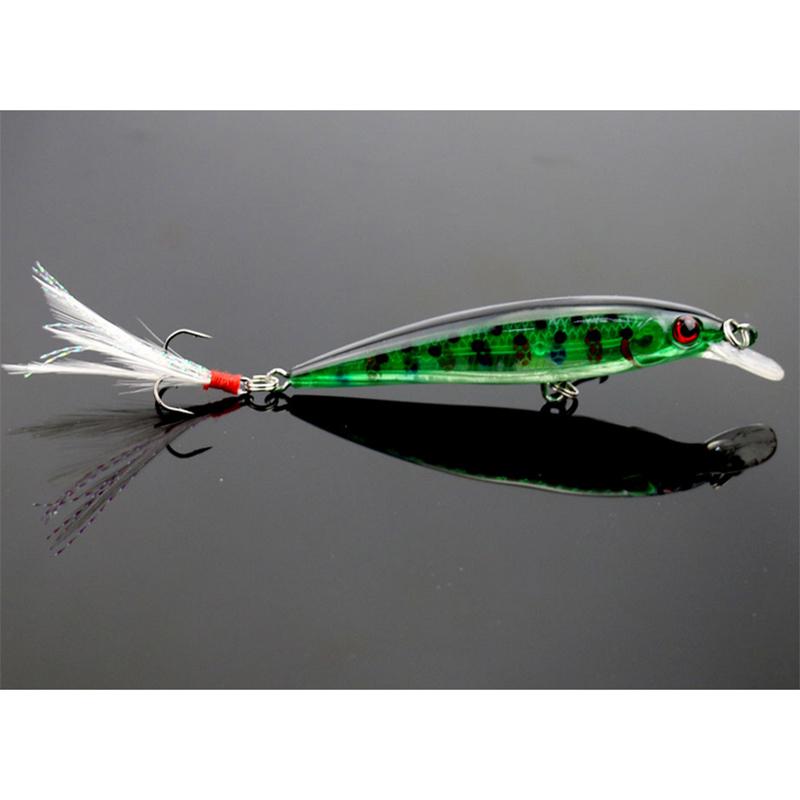 10 Stück Minnow Angelköder Set 9cm 8g Künstlicher Hartköder mit Feder Doppelhaken Swimbait