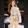 White Deer Language Women's Elegant Plush Shawl Down Jacket