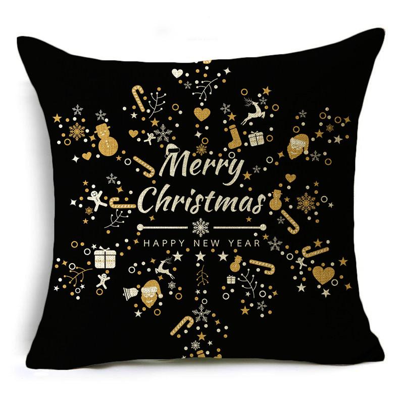 Creative Black and White Christmas Theme Pillowcase Holiday Gift Sofa Decorative Cushion Cover 40*40cm/45*45cm/50*50cm