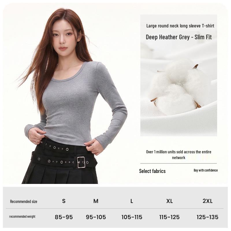 Women's Slim Fit U-Neck Short Sleeve T-Shirt - Flattering Pure Color, New Fashion Trend.