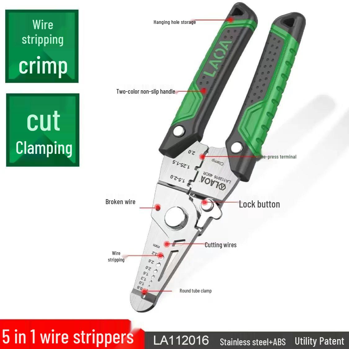 Multi-Functional Electrician s Stainless Steel Wire Stripper & Crimping Pliers