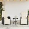 VidaXL Garden Reclining Chairs Set of 2 Footrest Black Rattan 365192