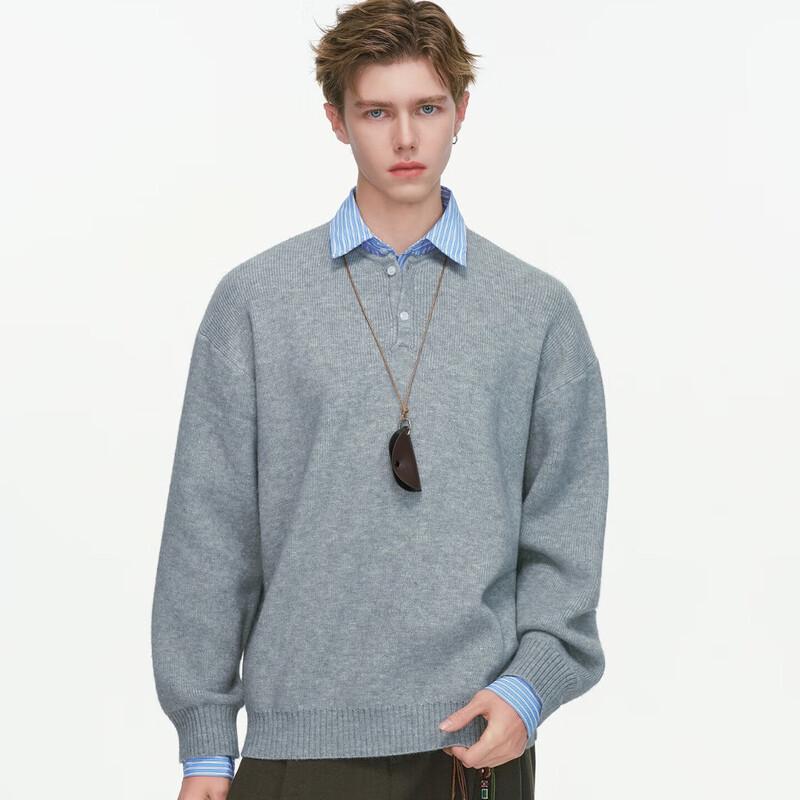 

Unisex American Style Faux Two-Piece Polo Knit Sweater M