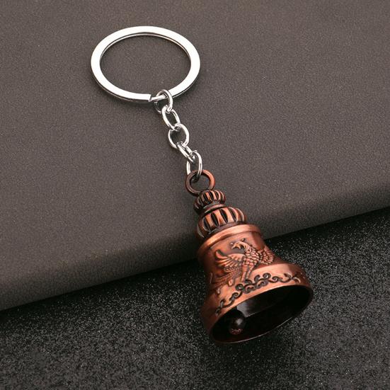 Keychain Pendant Traditional Pattern Retro Bell Design Crisp Ringing Sound Key Holder with Metal Key Ring Backpacks Suitcases Accessory