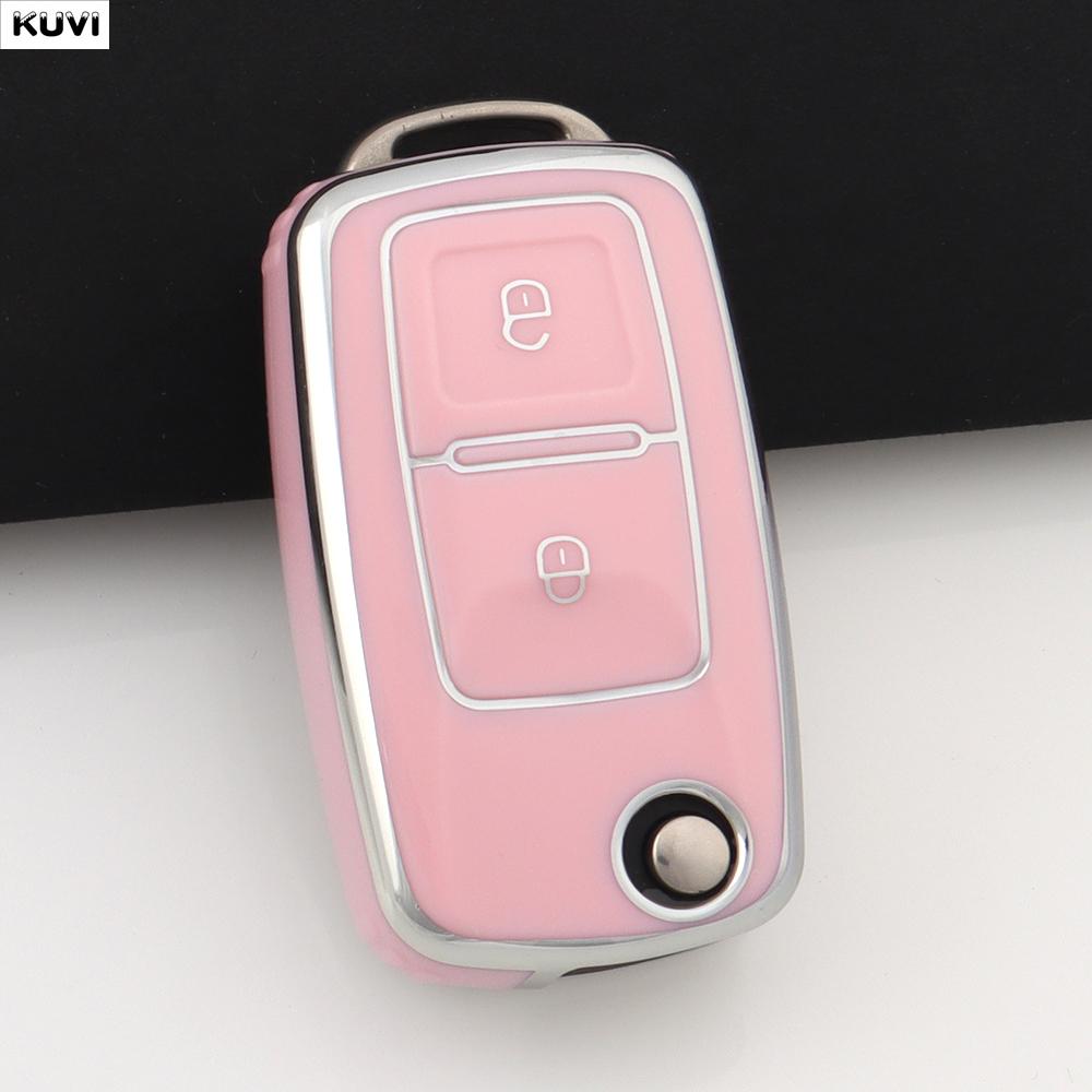 Coque de protection en TPU à 2 boutons pour clé de voiture Pour VW Volkswagen Amarok Polo Golf 4 5 6 MK4 Bora Jetta Altea Alhambra Passat B5 B6 B7