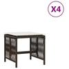 VidaXL Set of 4 Garden Stools with Cushions, Seats with Cover, Patio Balcony Terrace Outdoor Furniture, Brown 365058