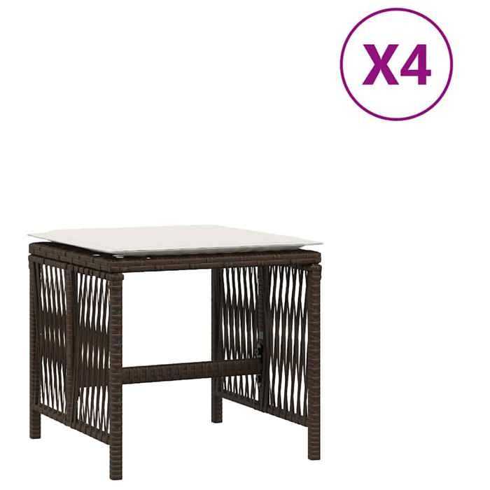 VidaXL Set of 4 Garden Stools with Cushions, Seats with Cover, Patio Balcony Terrace Outdoor Furniture, Brown 365058