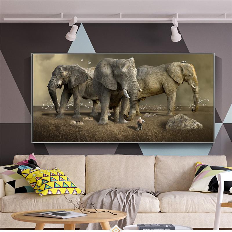African Elephant Wall Posters And Prints Animals Canvas Art Paintings On The Wall Landscape Cuadros Pictures For Living Room