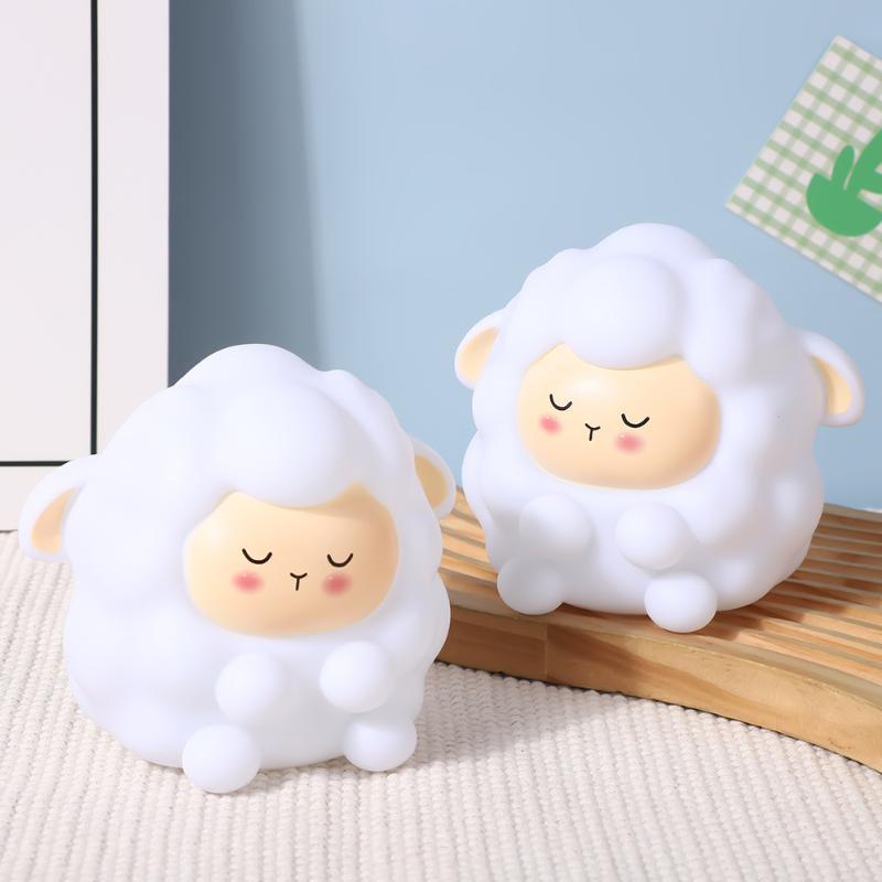 Cartoon Sheep Silicone Tap Recharge Night Light Soft Bedside Sleep Lamp Kids Room Decor Gift Desk Lamp 1Pc