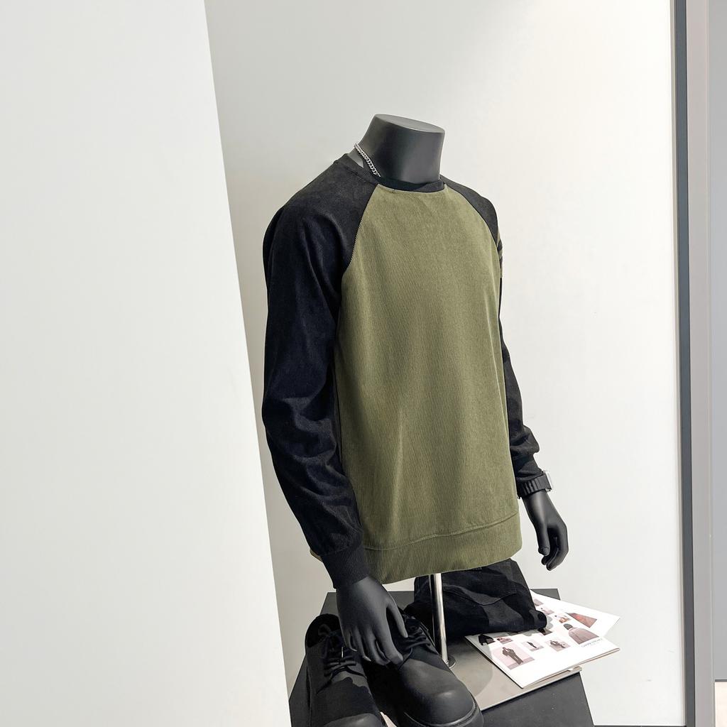 Pullover bottoming shirt men's 2025 fashion color matching crew neck sweater men's versatile striped knitted sweater