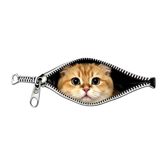 Car Stickers Zipper Cat Shape Adhesive Waterproof Scratch Cover Stickers Durable Car Decals for Cars Electric Vehicles Windows