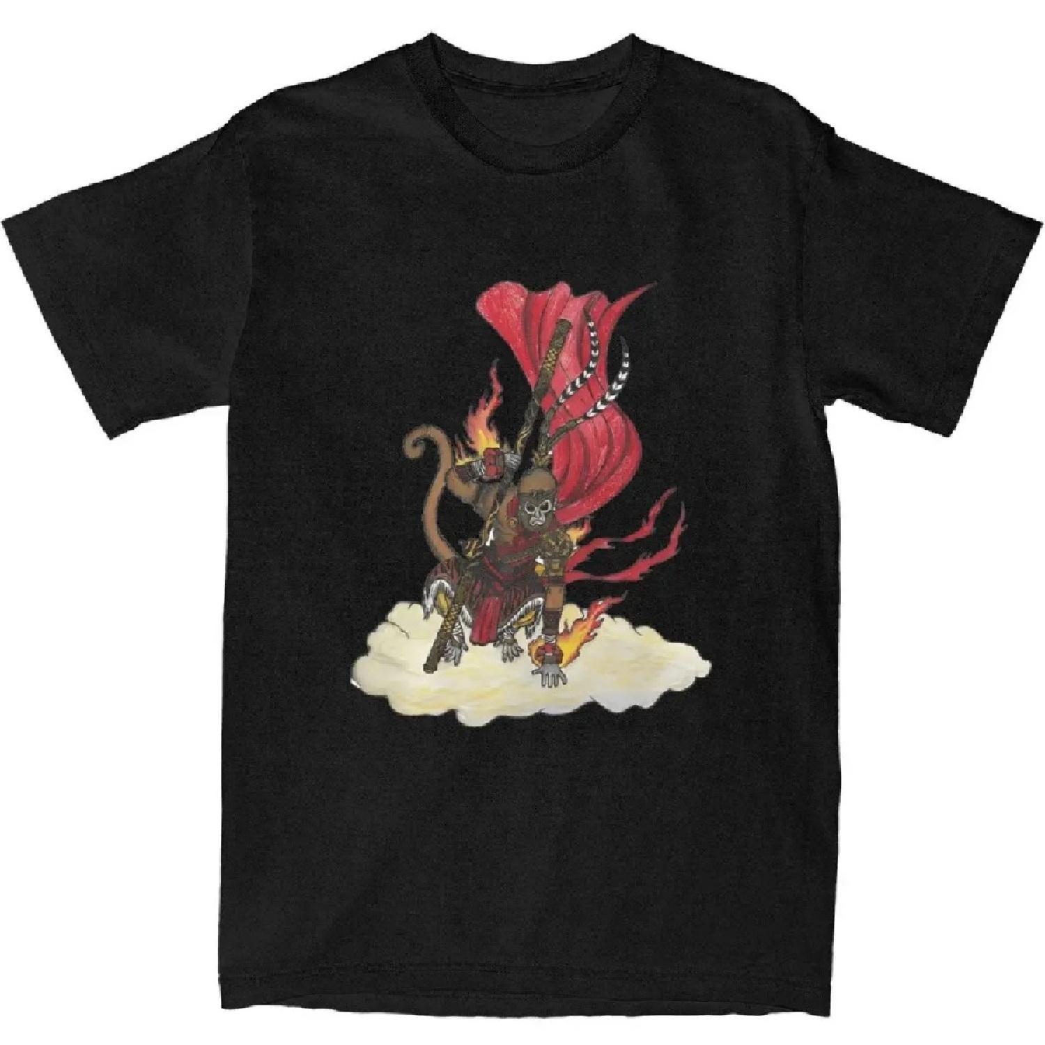 

Black Myth Wukong Fanart Characters T-Shirt Summer Vintage T-Shirts Cotton Harajuku Tee Shirt For Men s Short Sleeve Clothing XXXXXL чорний