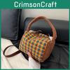Fashionable Khaki Plaid Patterned Small Handbag Versatile Crossbody For Everyday Use