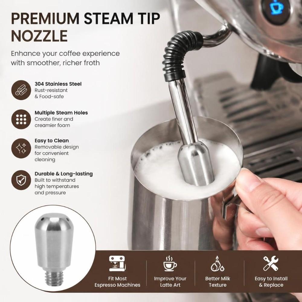 Stainless Steel Steam Nozzle Accessories Silver Coffee Maker Steam Wand for Gemilai Espresso Making