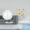 Transparent Small Fish Tank Round Ornament Aquarium Vase Table Office Wooden Bird Wall Art Hanging