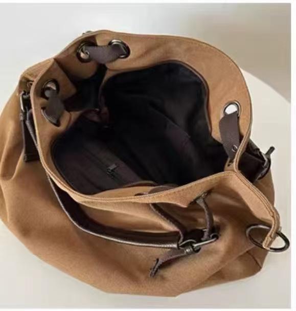 Messenger Bag Canvas Bag Tote Men's and Women's Handbags Commuter Portable Shoulder Large Capacity Multifunctional Casual Retro Bag
