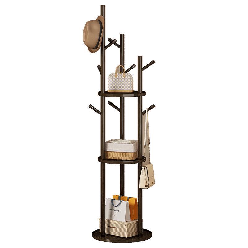 Solid Wood Rotating Floor Coat Rack - Vertical Clothes Hanger for Bedroom and Living Room