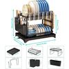 2Tier Dish Racks for Kitchen Counter Multifunctional Dish Drying Rack Large Capacity Metal Kitchen Dishes Drying Rack Plate Org