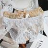 Women's Bow Lace Hollow Panties Low Waist Sexy Temptation Open Crotch Free To Take Off Briefs