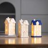 Ceramic Christmas Home Decorations Lighted Christmas House Figurine with Light Xmas Crafts Creative LED Hollow House