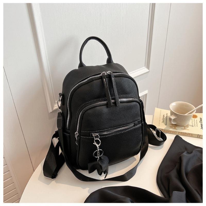 Schoolbag Backpack Women's Fashion Versatile Casual Korean Edition Student Textured Soft Leather Trend 1011 New Student Bag