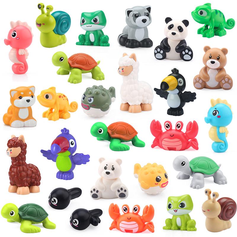 Large Animal Building Blocks: Snail, Alpaca, Seahorse, Frog - Assembly Accessories Toy Set for Children