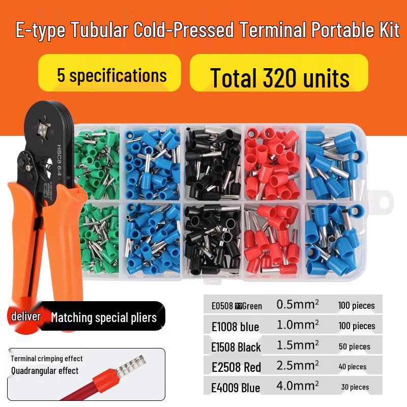 Tubular Needle Terminal Set: RV Crimp Pliers & SV/OT/UT Copper Lugs