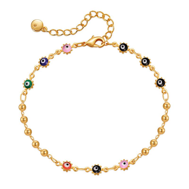 ANENJERY Tropfenglasur Bunte Augenperlen Kristallarmband für Frauen Vintage Nischenkette Partyschmuck Geburtstagsgeschenke