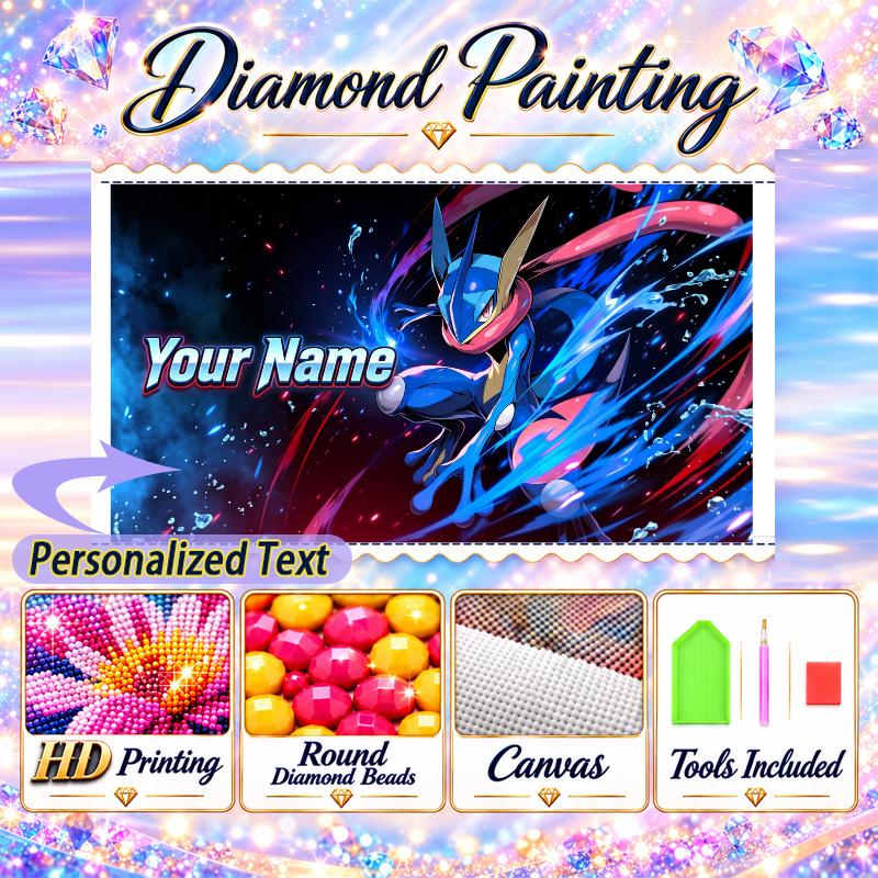 Personalized Greninja Diamond Art Custom Name 5D Diamond Painting Full Drill DIY Craft