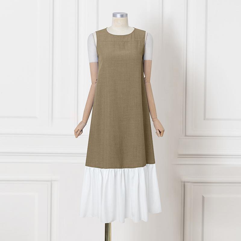 

ZANZEA Женское повседневное летнее платье без рукавов с круглым вырезом 5XL хаки