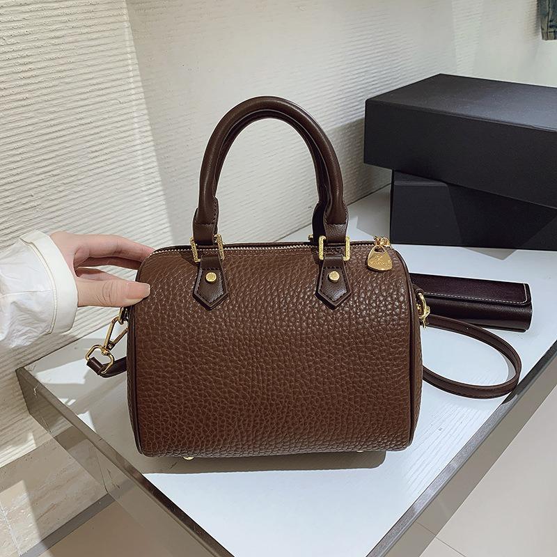 Bag women's new lychee pattern contrasting color pillow bag texture fashionable handbag shoulder messenger bag