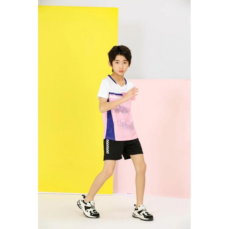 Unisex Badminton Tennis Short Sleeve Sport Shirt Kids Adults Training Athletic Top