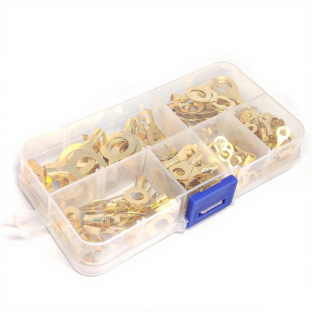 Brass Ring Cable Lug Kit 150PCS M10 Sizes for Electrical and Electronic Wiring with Clear Storage Box for Easy Access