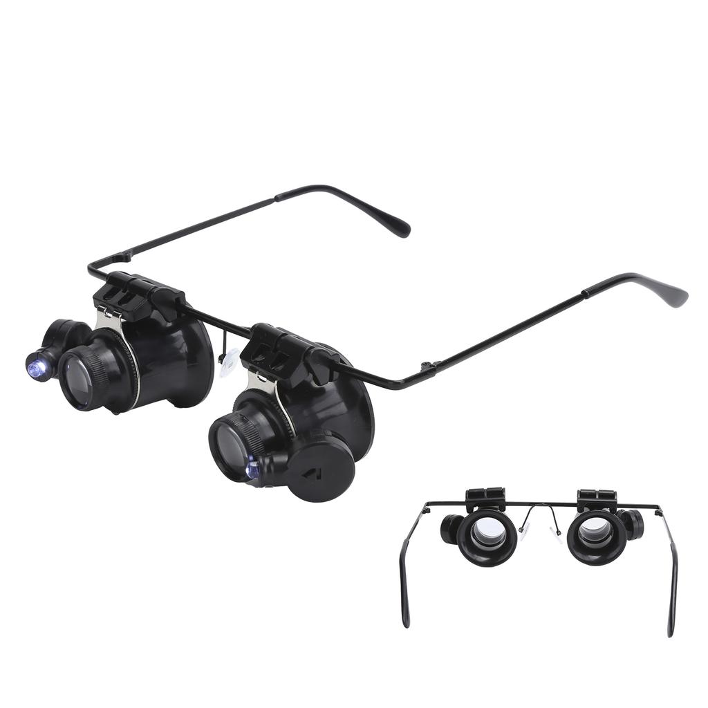 Glasses Type DualLens Magnifier with 2 LED Lights for Electronics Jeweler Watch Repair